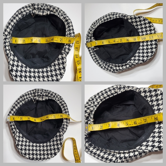 Black and white houndstooth newsboy cap fashion brim hat one size - Picture 13 of 15